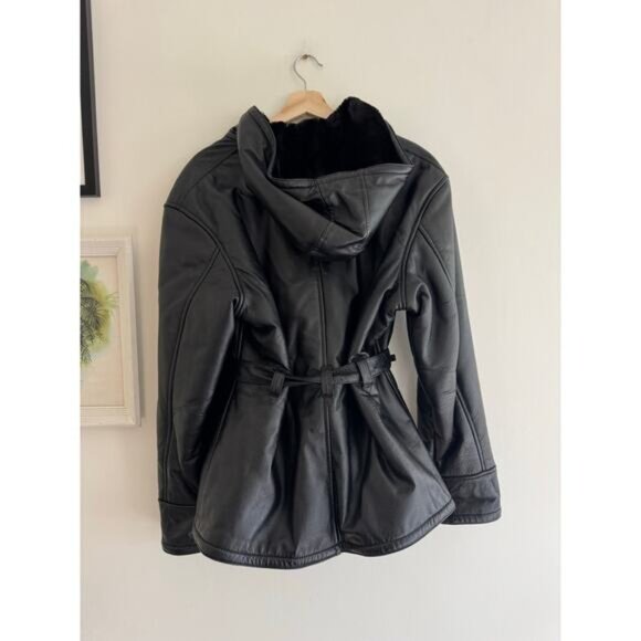 WILSON'S LEATHER Genevieve Faux Fur Belted Trench Jacket Size Large - Picture 7 of 10